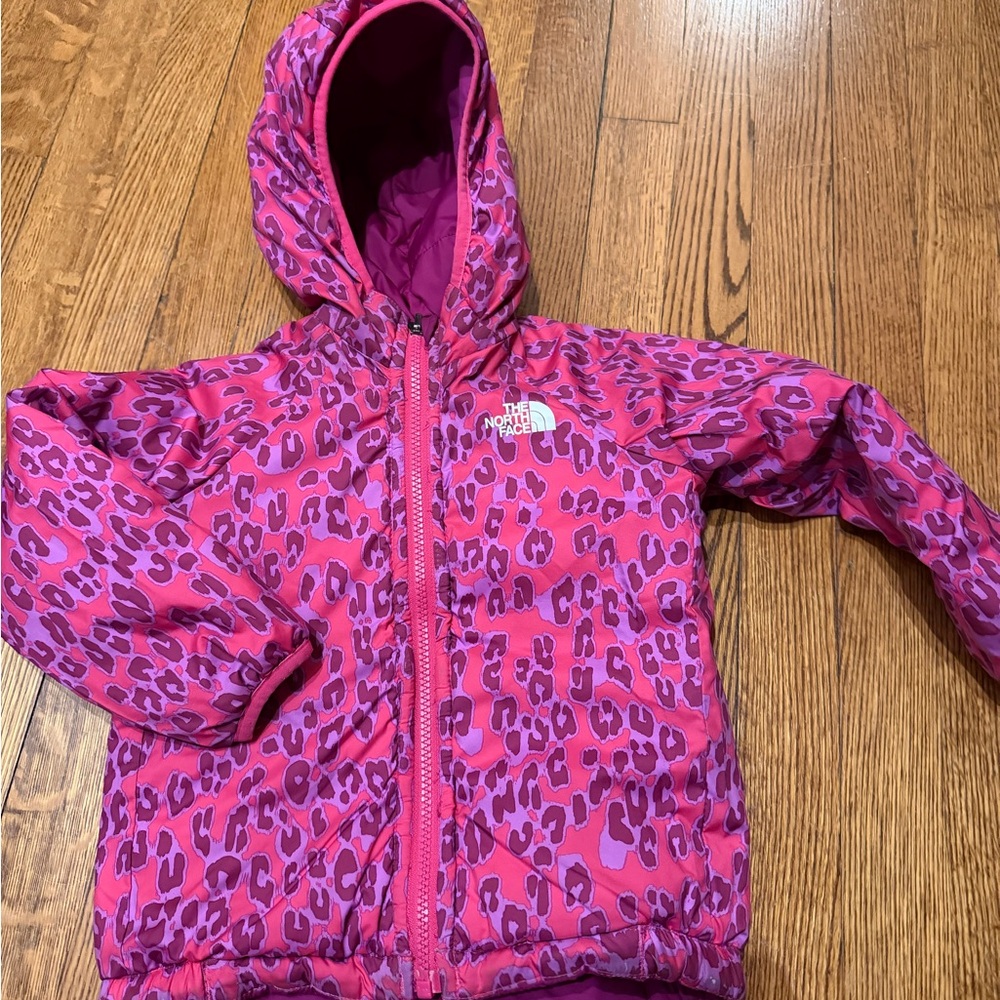 The North Face Pink and Purple reversible Leopard Jacket 3T